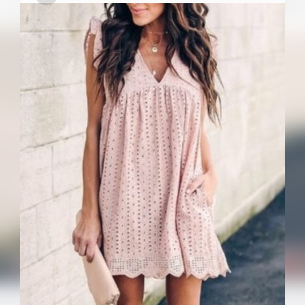 MUSTARD SEED Babydoll Eyelet Romper Pink Size Small